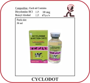 CYCLODOT Dicyclomine Hydrochloride Injection 10mg/ml – Veterinary Manufacturer