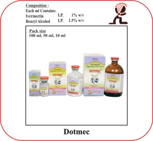 DOTMEC Ivermectin Injection 1% w/v (10mg/ml) – Veterinary Anti-Parasitic for Cattle, Sheep, Pigs & Dogs