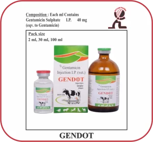 GENDOT Gentamicin Injection Manufacturer | Gentamicin Sulphate 40 mg/ml Veterinary Antibiotic
