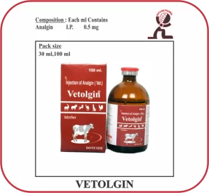 VETOLGIN (Analgin Injection) – Veterinary Pain & Fever Relief for Cattle, Horses, Sheep, Goats, Dogs & Cats