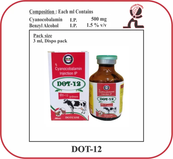 DOT-12 Injection – Vitamin B12 (Cyanocobalamin) Veterinary Energy ...