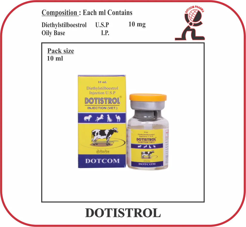 DOTISTROL Diethylstilbestrol Injection 10ml veterinary hormone for urinary incontinence in dogs