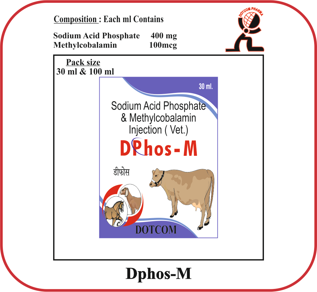 DPHOS-M Sodium Acid Phosphate with Methylcobalamin Injection for cattle and small animals