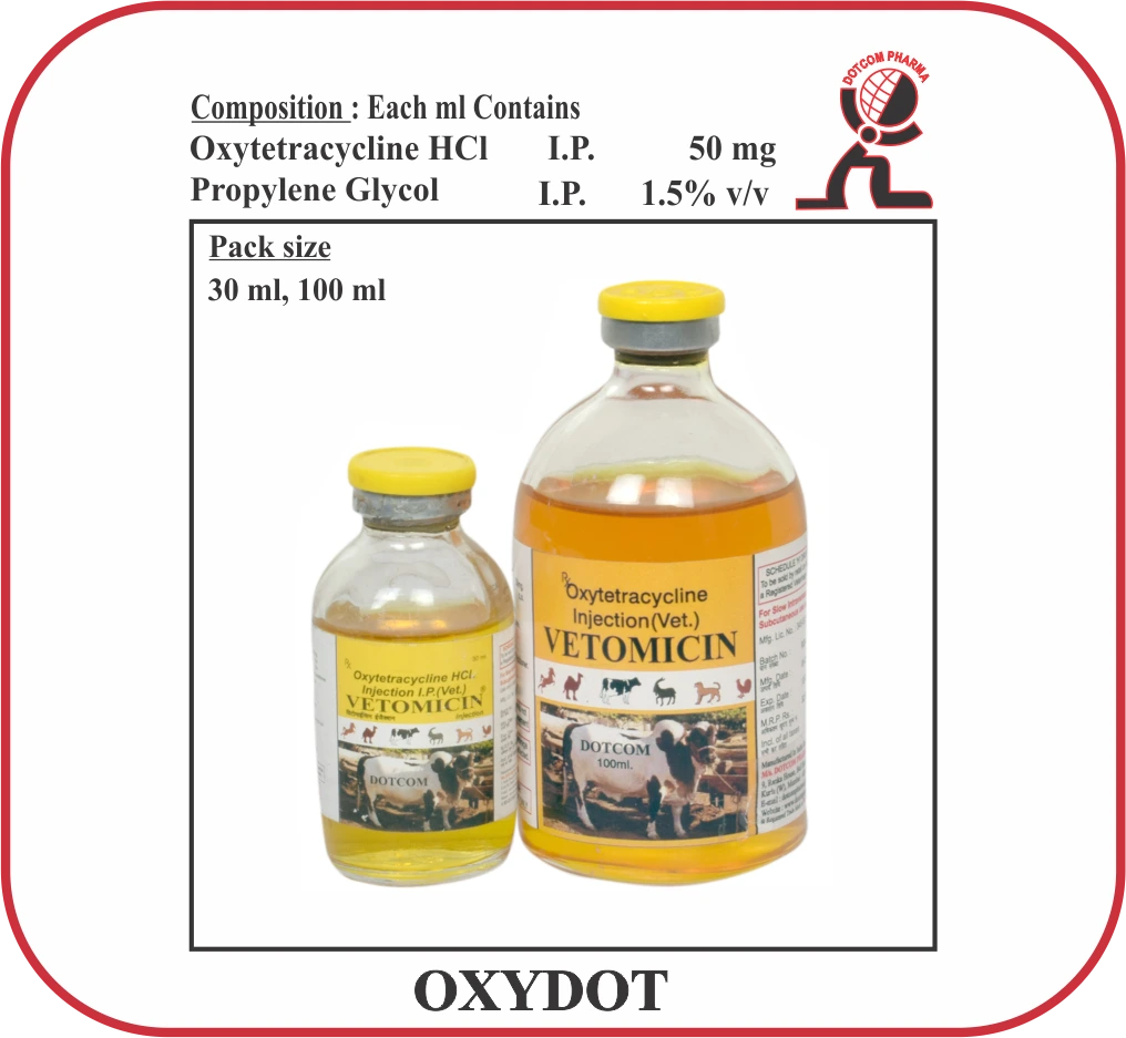 OXYDOT Oxytetracycline Injection 50 mg/ml veterinary antibiotic vial