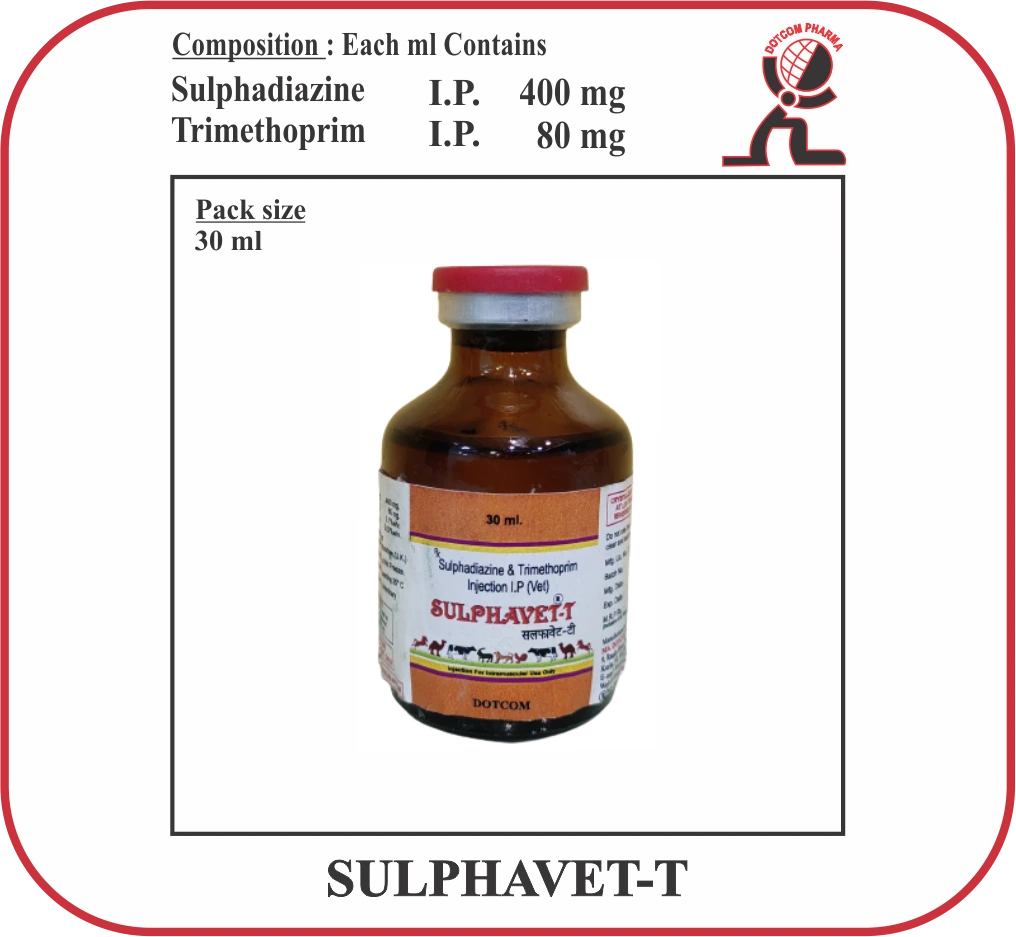 SULPHAVET-T Sulphadiazine Trimethoprim Injection 30ml veterinary antibiotic vial