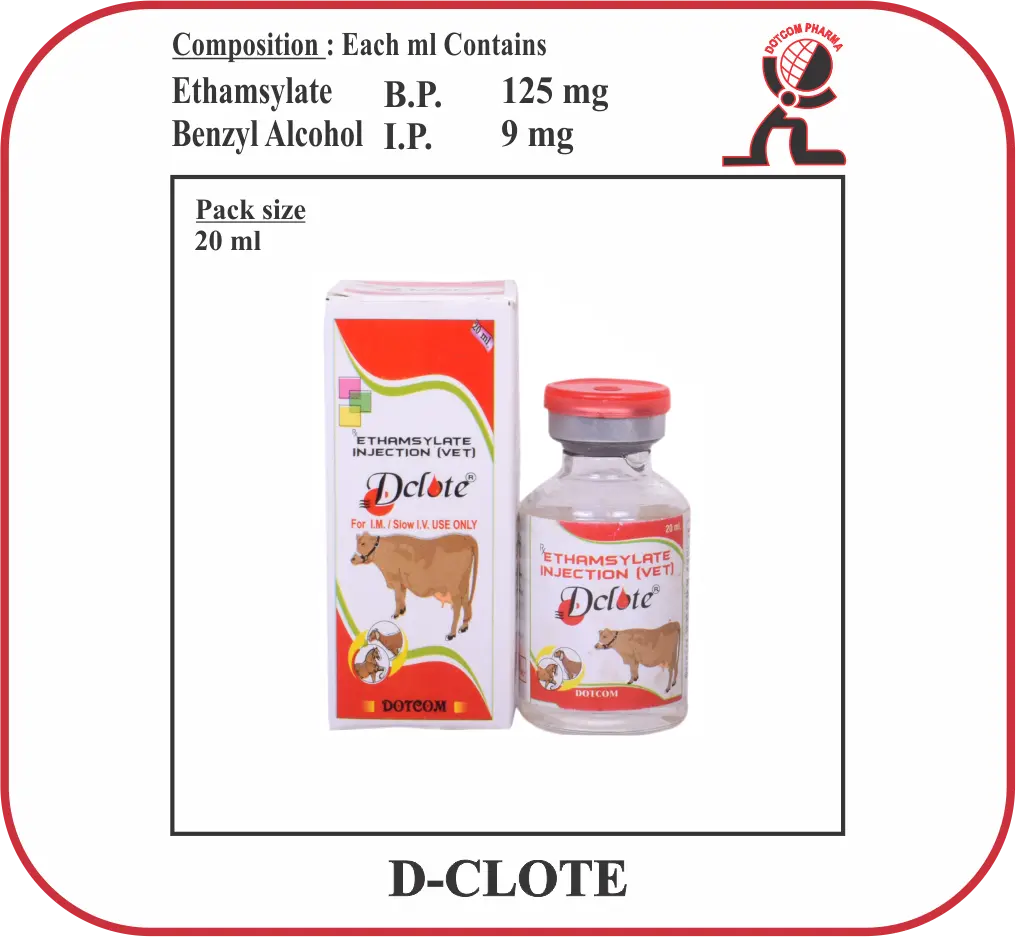 D-CLOTE Ethamsylate Injection veterinary hemostatic for capillary bleeding control