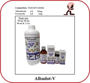 ALBADOT-V Oral Suspension (Albendazole + Ivermectin Veterinary Dewormer)