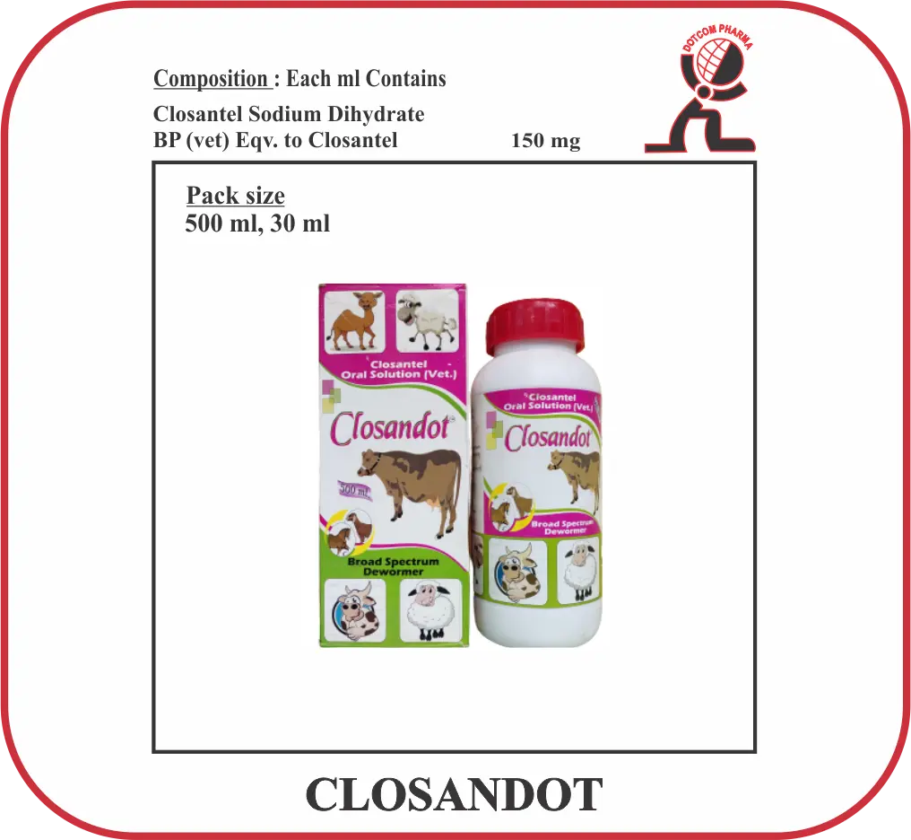 CLOSANDOT Oral Suspension Closantel flukicide for liver fluke treatment in cattle