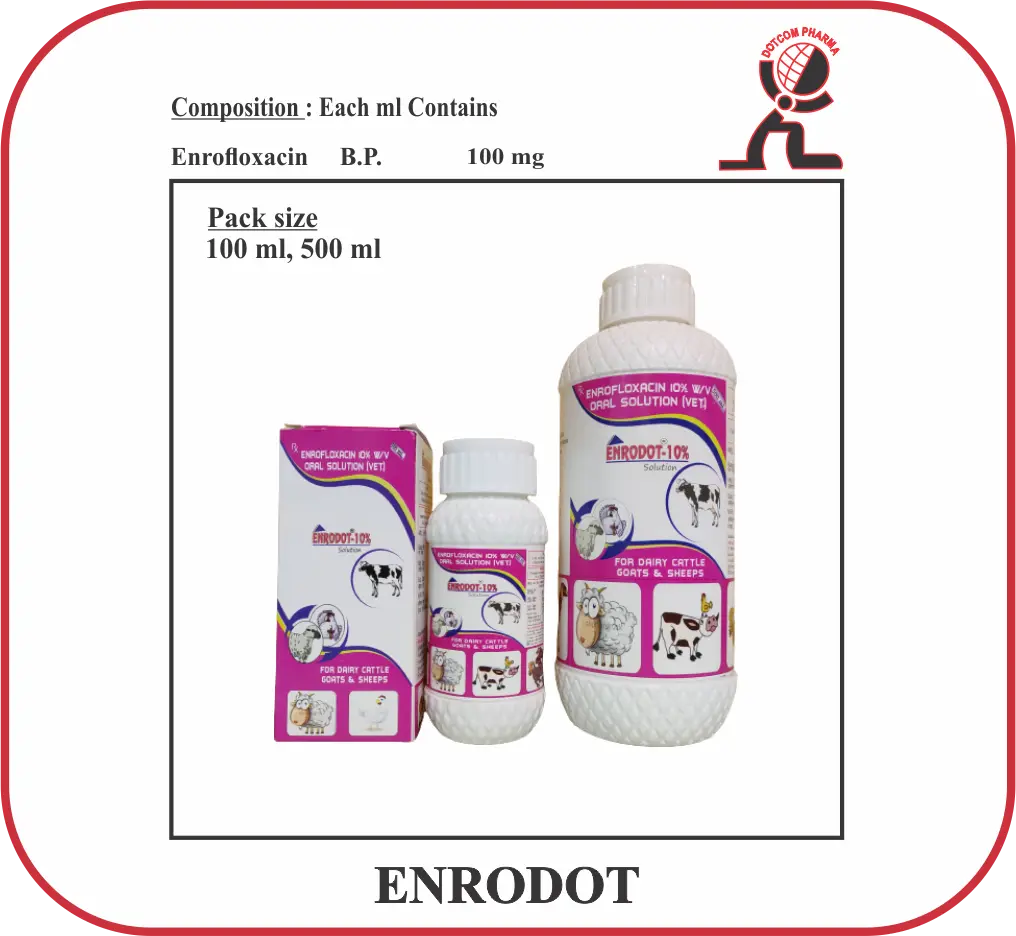 ENRODOT Oral Suspension Enrofloxacin 100 mg Veterinary Antibiotic for Poultry