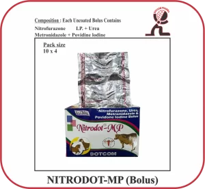 NITRODOT-MP Bolus (I.U) – Nitrofurazone, Urea, Metronidazole & Povidone Iodine Bolus