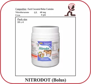 NITRODOT Bolus (I.U) – Nitrofurazone & Urea Intrauterine Veterinary Bolus