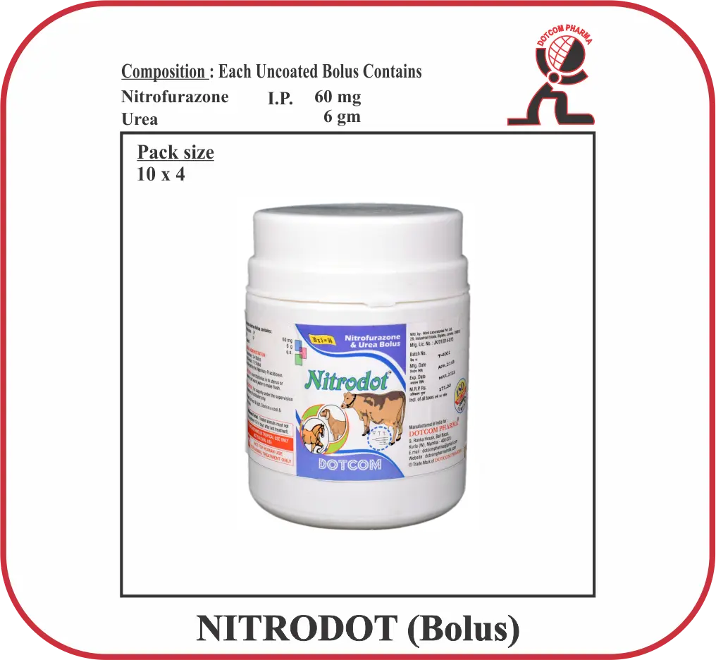 NITRODOT Bolus IU Nitrofurazone Urea Veterinary Intrauterine Bolus