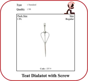 Teat Dilator with Screw – Stainless Steel Veterinary Teat Canal Dilator Instrument
