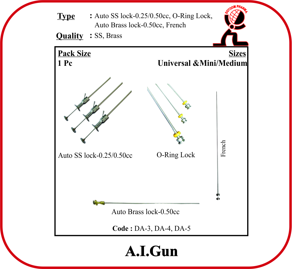 Premium AI Gun Brass Auto Lock Veterinary Instrument for Artificial Insemination