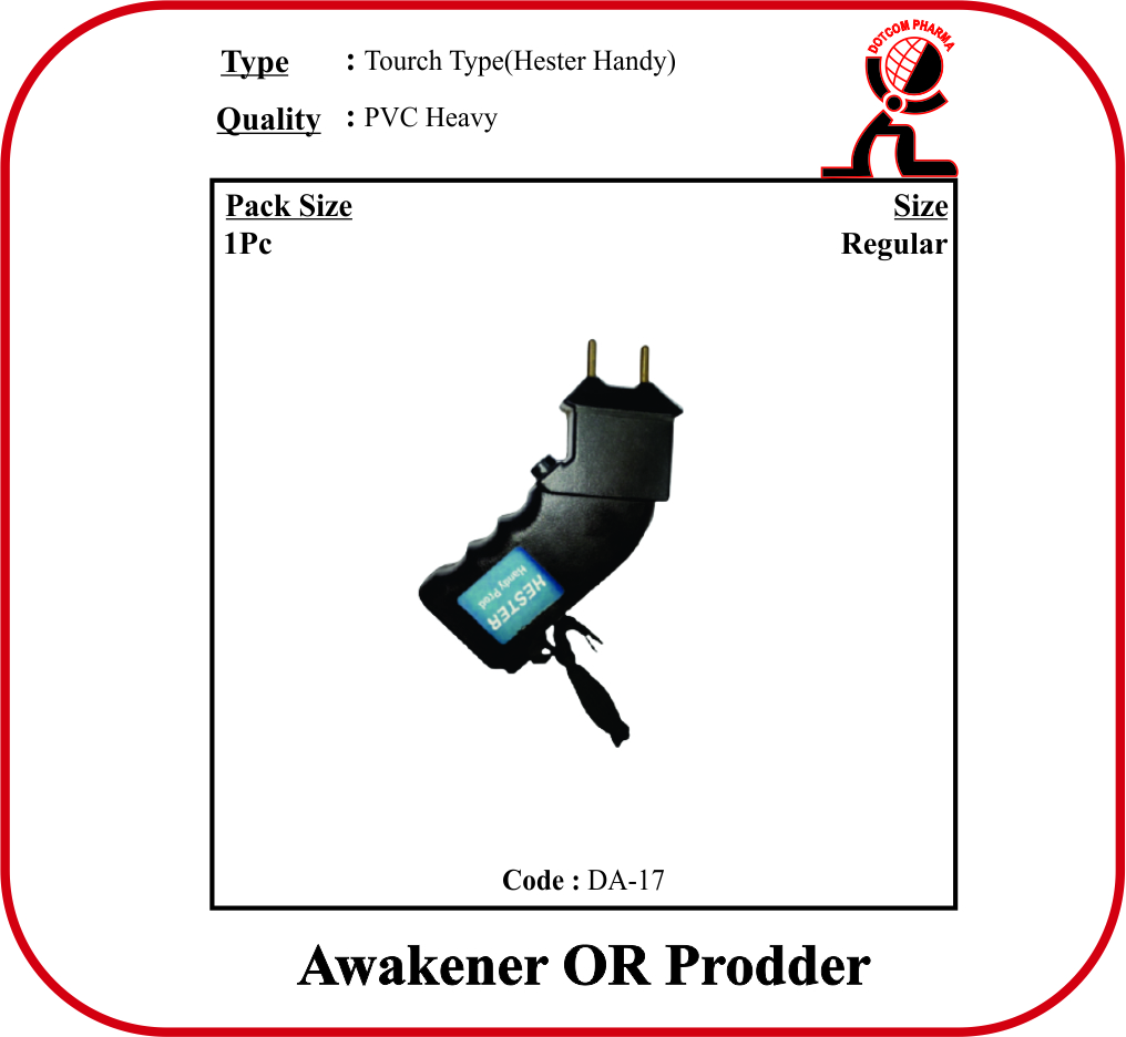 10-Inch Plastic Awakener Prodder with Integrated Torch for Veterinary Use
