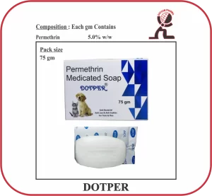 DOTPER Soap – Permethrin 5% Veterinary Antiparasitic Soap Bar (75 gm)