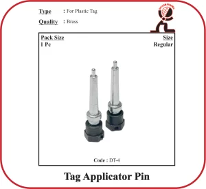 Tag Applicator Pin for Plastic Ear Tag – 17mm / 22mm Stainless Steel & Brass (Veterinary Ear Tagging)