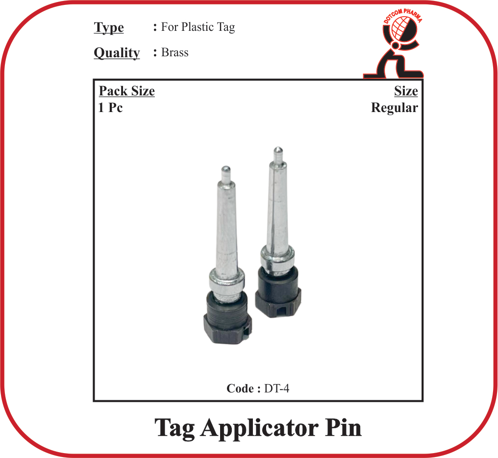 Tag applicator pin for plastic ear tags 17mm 22mm stainless steel brass