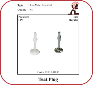 Teat Plug for Veterinary Use | SS / PVC Teat Canal Plug
