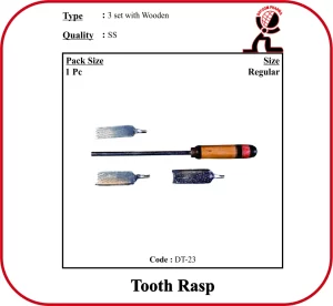 Tooth Rasp Set (3 Sizes) – Stainless Steel Veterinary Dental Rasp with Attachable Handle (30 cm)
