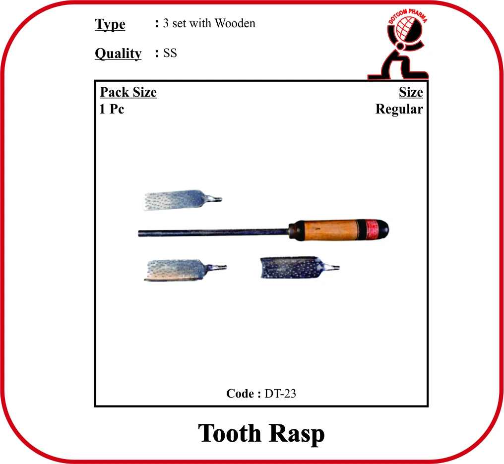 Tooth rasp set of 3 stainless steel veterinary dental rasp with attachable handle