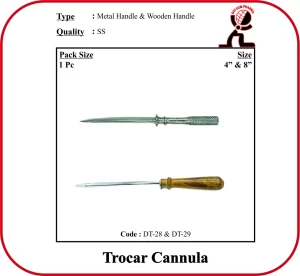 Trocar Cannula – Stainless Steel Veterinary Trocar with Cannula Sleeve (Multiple Handle Types & Sizes)