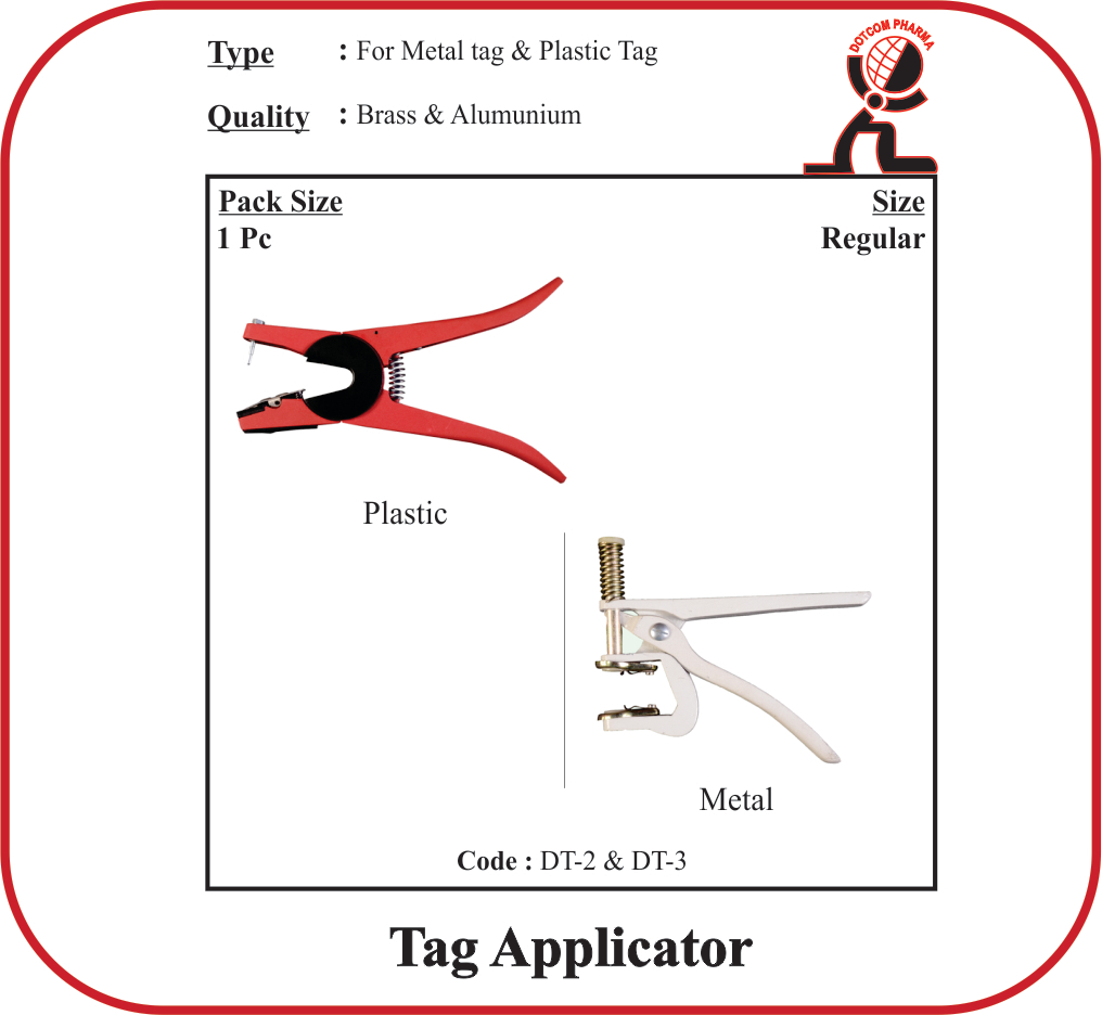 Veterinary tag applicator universal ear tag applicator for cattle and goats