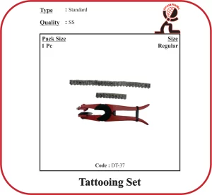 Tattooing Set 240mm – Stainless Steel Veterinary Animal Tattoo Identification Kit (A–Z & 0–9)