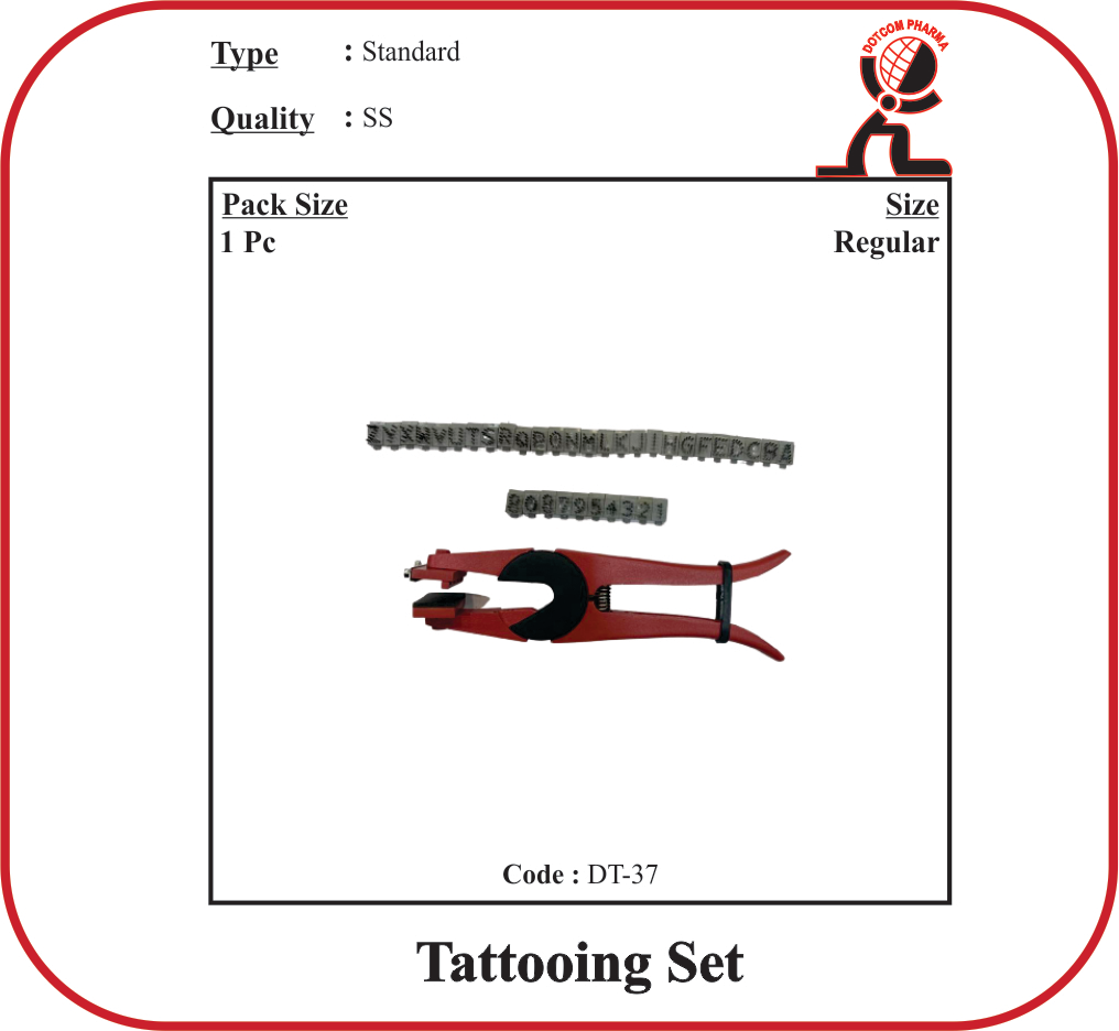 Veterinary tattooing set 240mm stainless steel animal identification kit A-Z 0-9