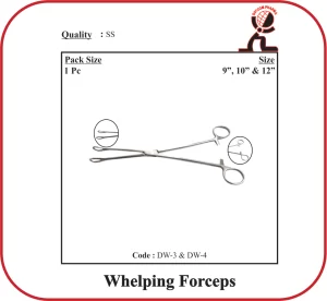 Whelping Forceps – Stainless Steel Veterinary Breeding & Whelping Instrument (9/10/12 Inch)