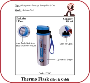 Thermo Flask (Hot and Cold) – Stainless Steel Vacuum Flask 500ml/750ml for Multipurpose Beverage Storage