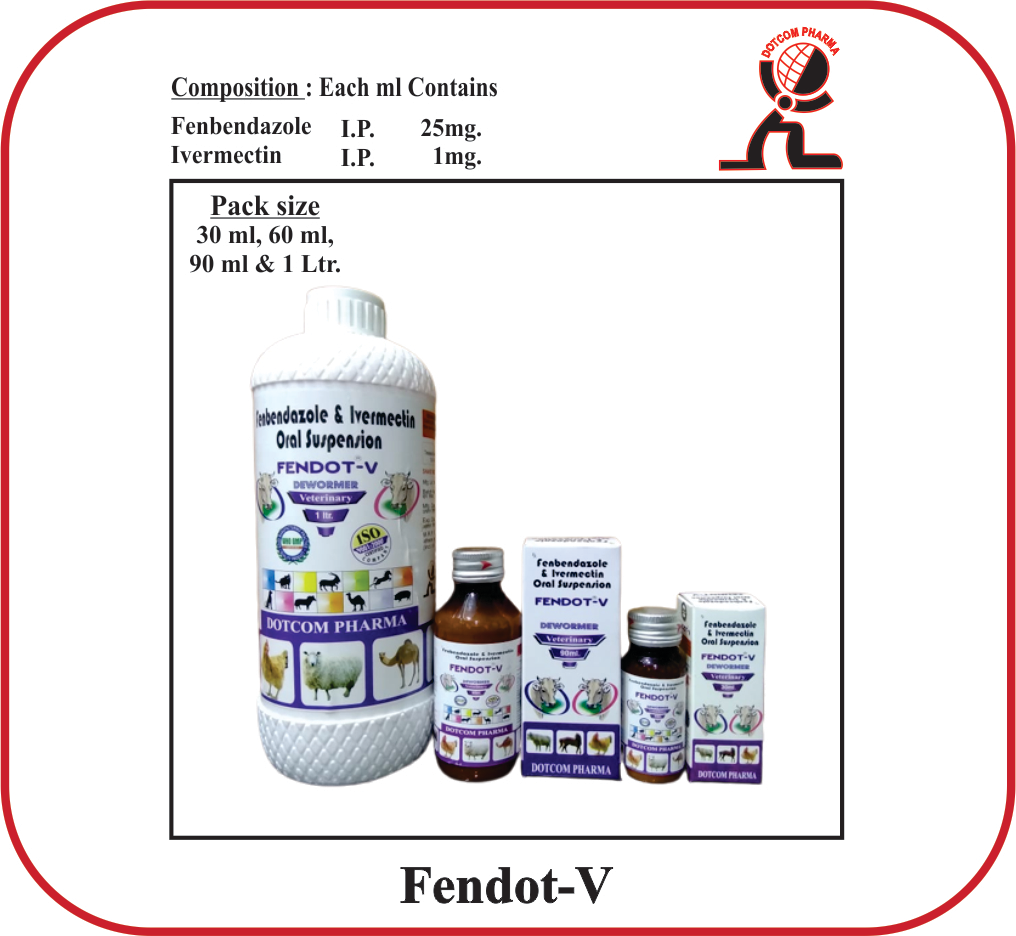 FENDOT-V Oral Suspension Fenbendazole Ivermectin Veterinary Antiparasitic