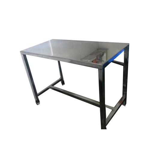 Stainless steel animal examination table with hydraulic folding for veterinary hospital use