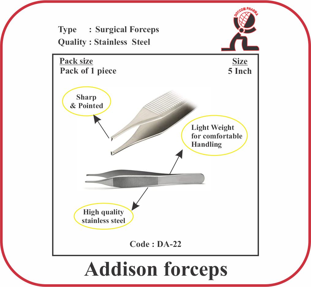 Premium Stainless Steel 5-Inch Addison Dressing Forceps for Surgical Precision