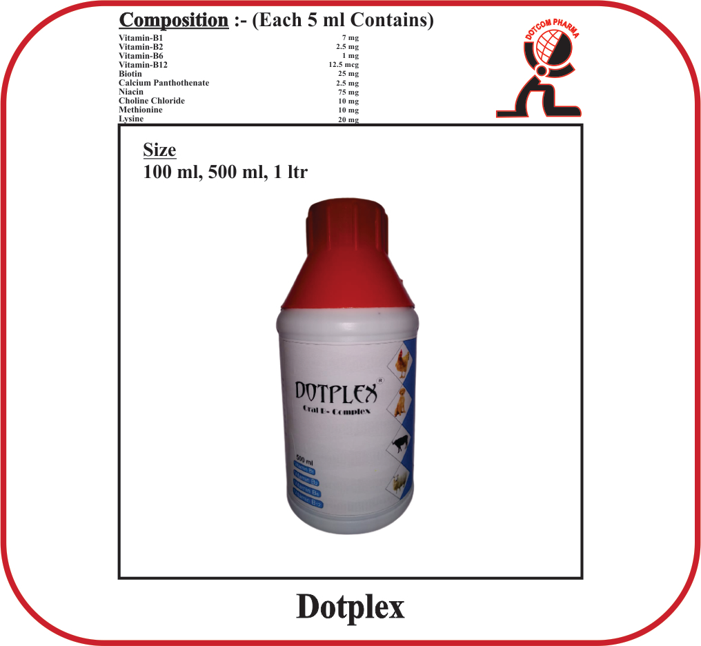DOTPLEX B-Complex tonic for poultry and cattle to improve growth, FCR and egg production