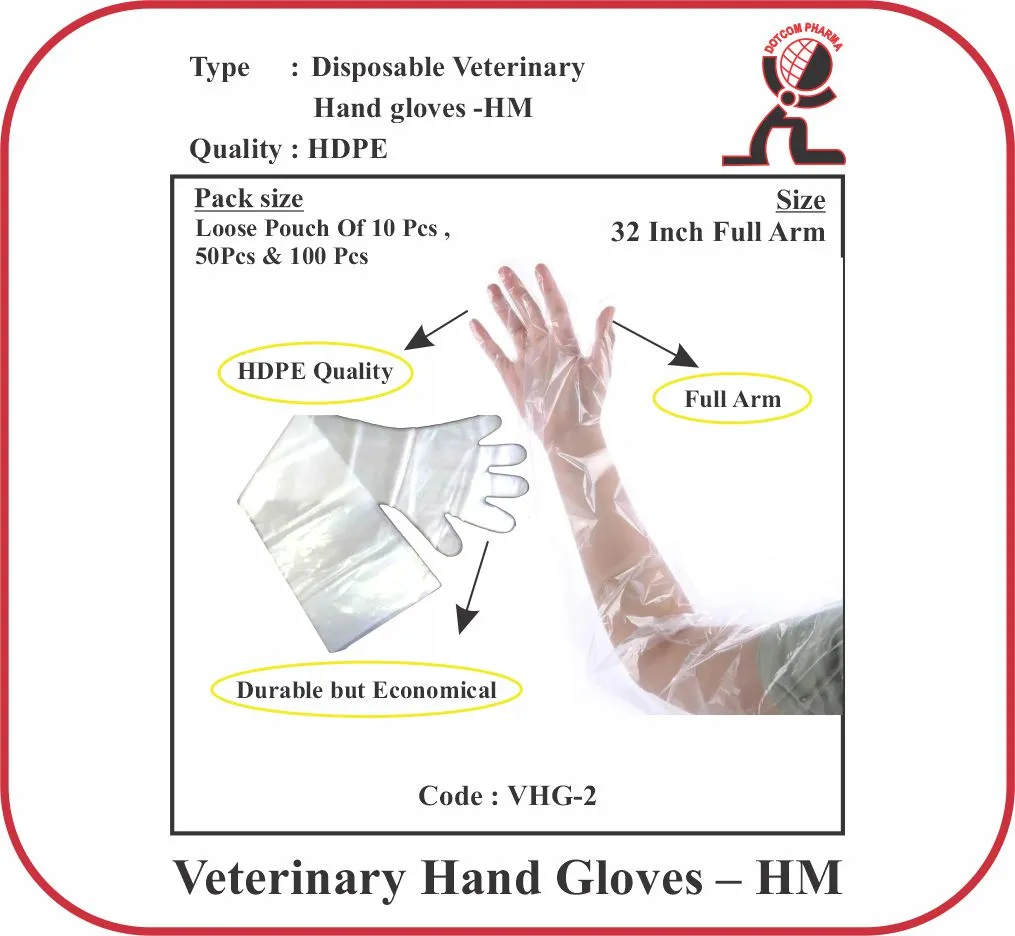 Veterinary hand gloves HM HDPE 32 inch full arm disposable AI gloves white
